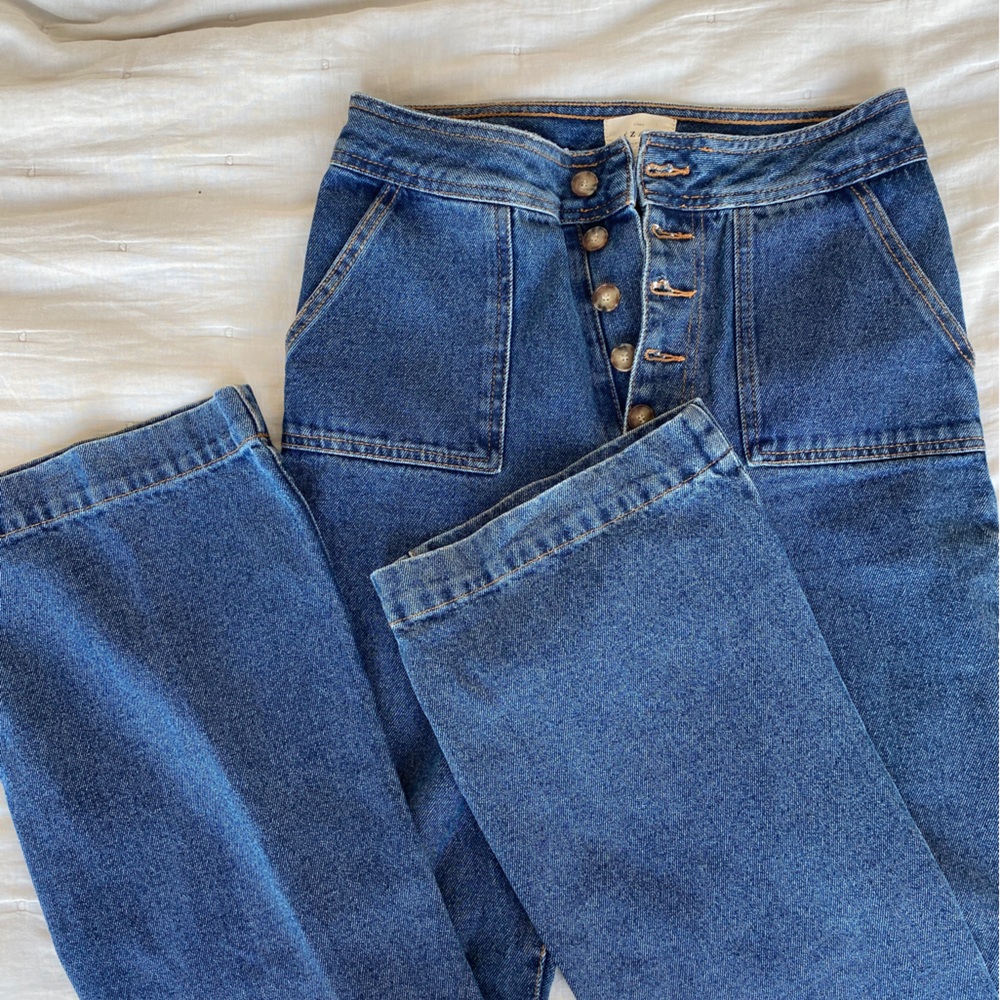 Sezane Button Up Flares Size 27
